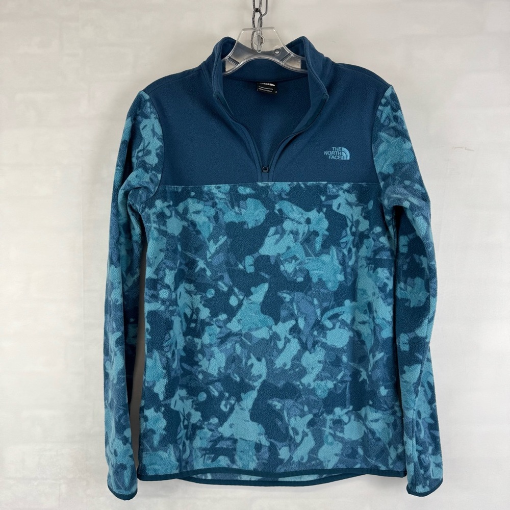 The North Face Denali Fleece Jacket Womens Small Blue Pattern 1/4 Zip